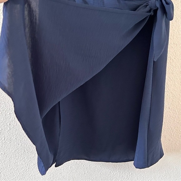 LUSH Rolled Wrap Dress Sleeves Navy Blue Women Size XL - Picture 11 of 12